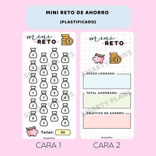 Mini Reto de Ahorro -  Tarjeta Plastificada