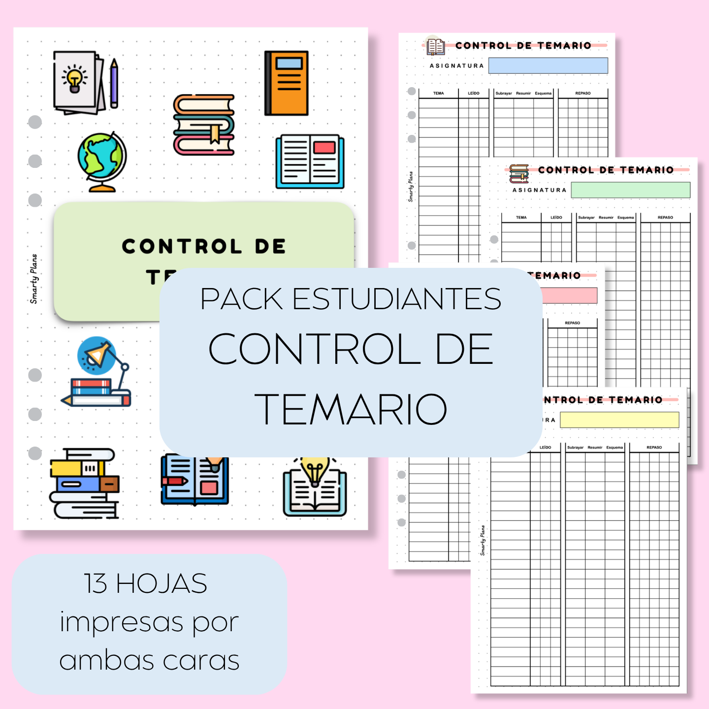 Pack Plantillas Estudiantes - Control de Temario Extenso