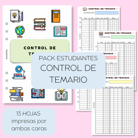 Pack Plantillas Estudiantes - Control de Temario Extenso