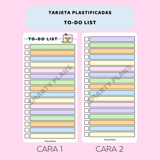 To-Do List Tareas - Tarjeta Plastificada