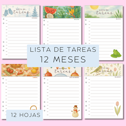 Pack Lista de Tareas - 12 meses