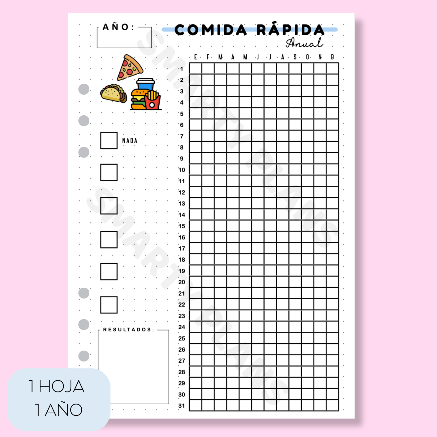 Hoja Anual - Comida Rápida