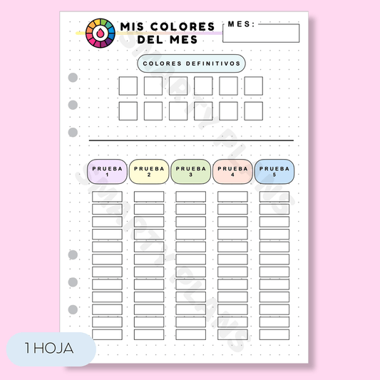 Plantilla Mensual Individual - Mis Colores del Mes