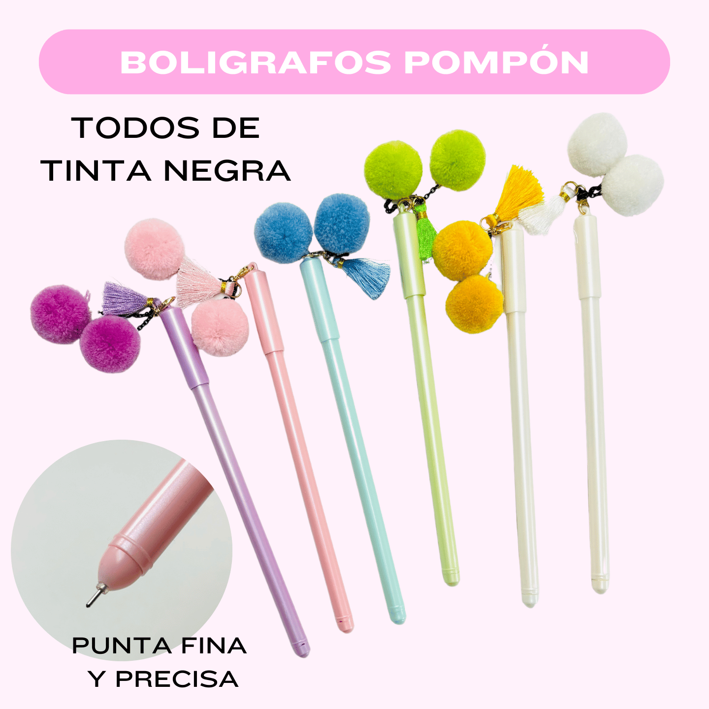 Bolígrafos Pompón - tinta negra