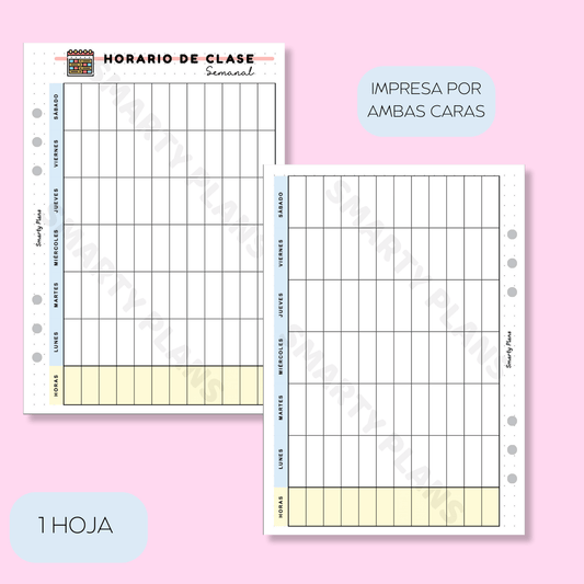 Plantilla Individual - Horario de Clase