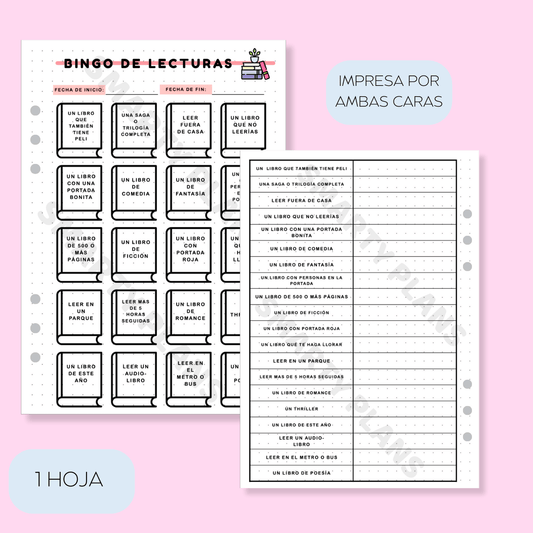 Plantilla Individual - Bingo Lectura