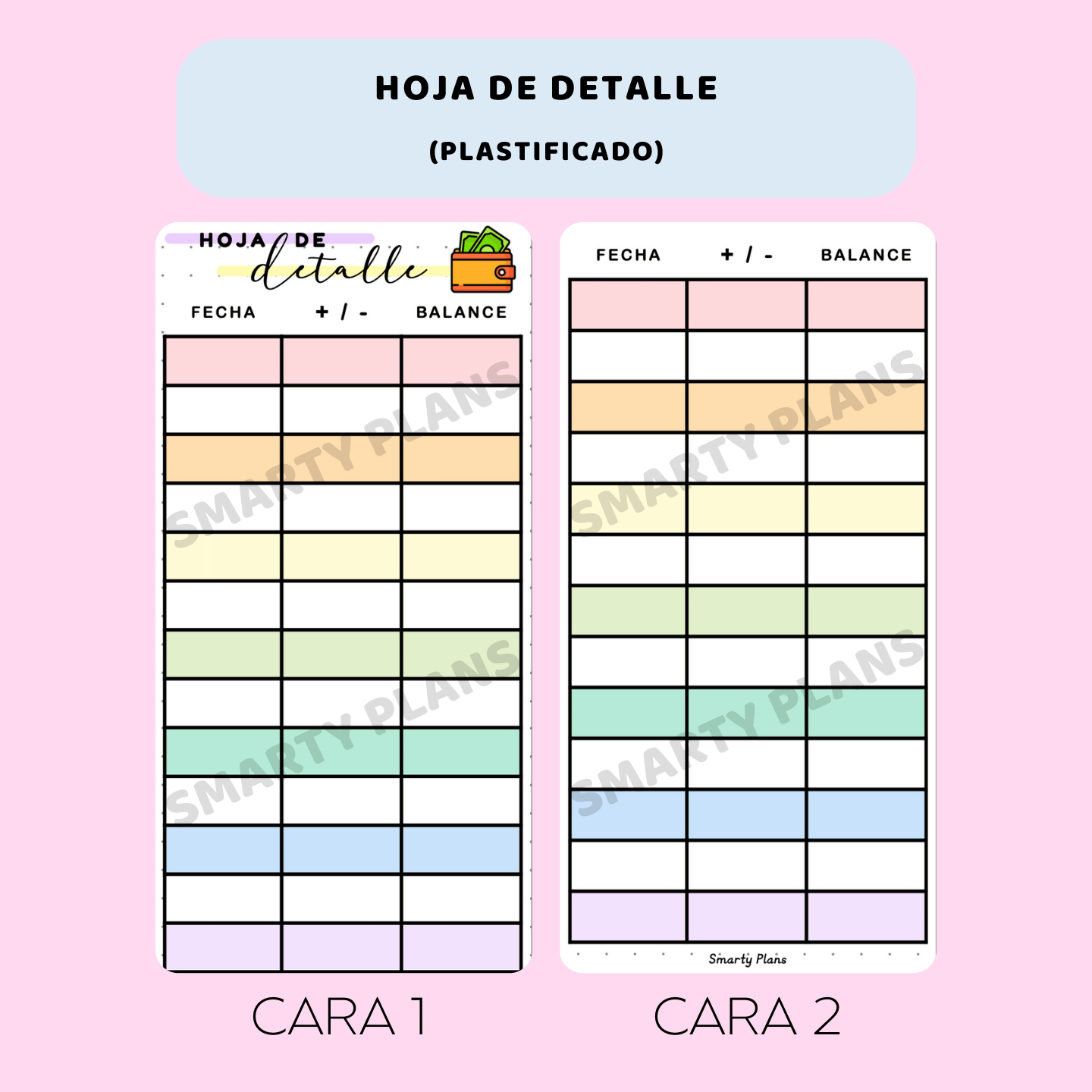 Hoja de Detalle -  Tarjeta Plastificada