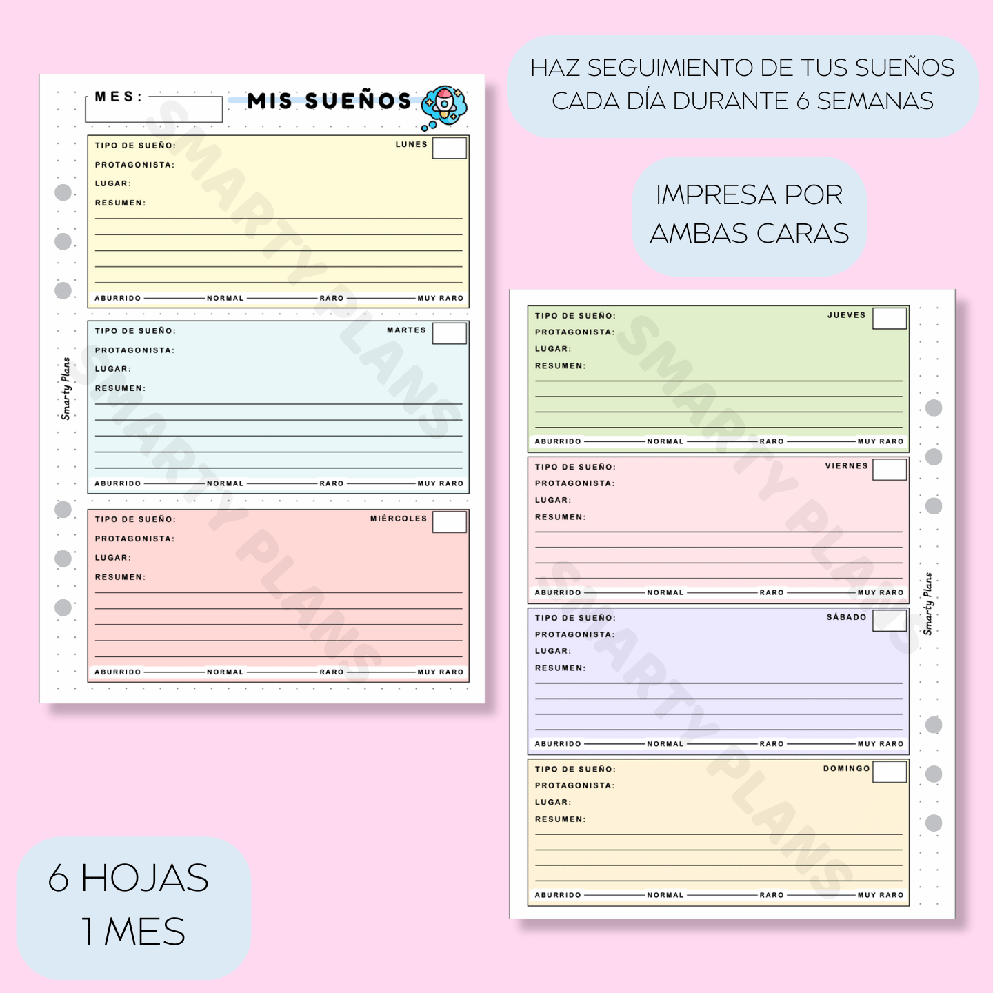 Plantilla Mensual - Diario de Mis Sueños