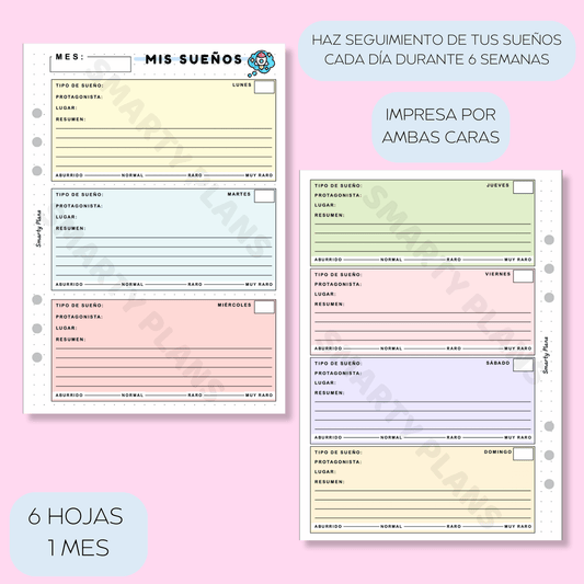 Plantilla Mensual - Diario de Mis Sueños
