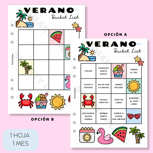 Plantilla Individual - Bucket List - Verano