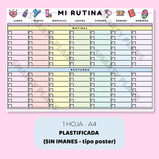 Plantilla Nevera Plastificada - Mi Rutina Matinal y Nocturna Semanal