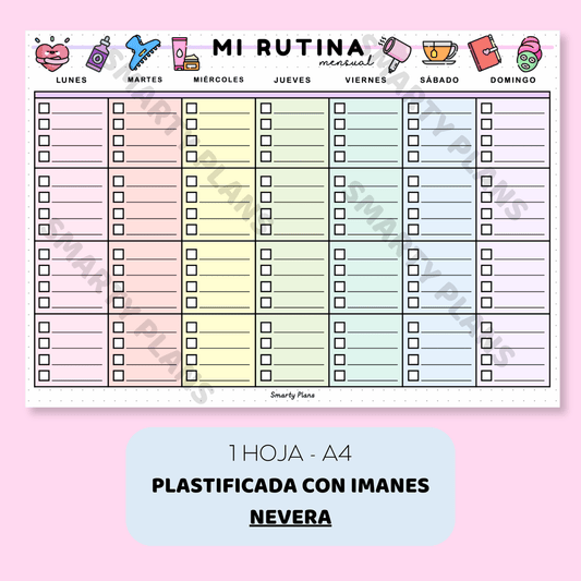 Plantilla de Nevera Plastificada -  Mi Rutina Mensual
