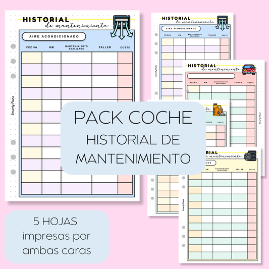 Pack Plantillas Coche - Historial de Mantenimiento Especifico