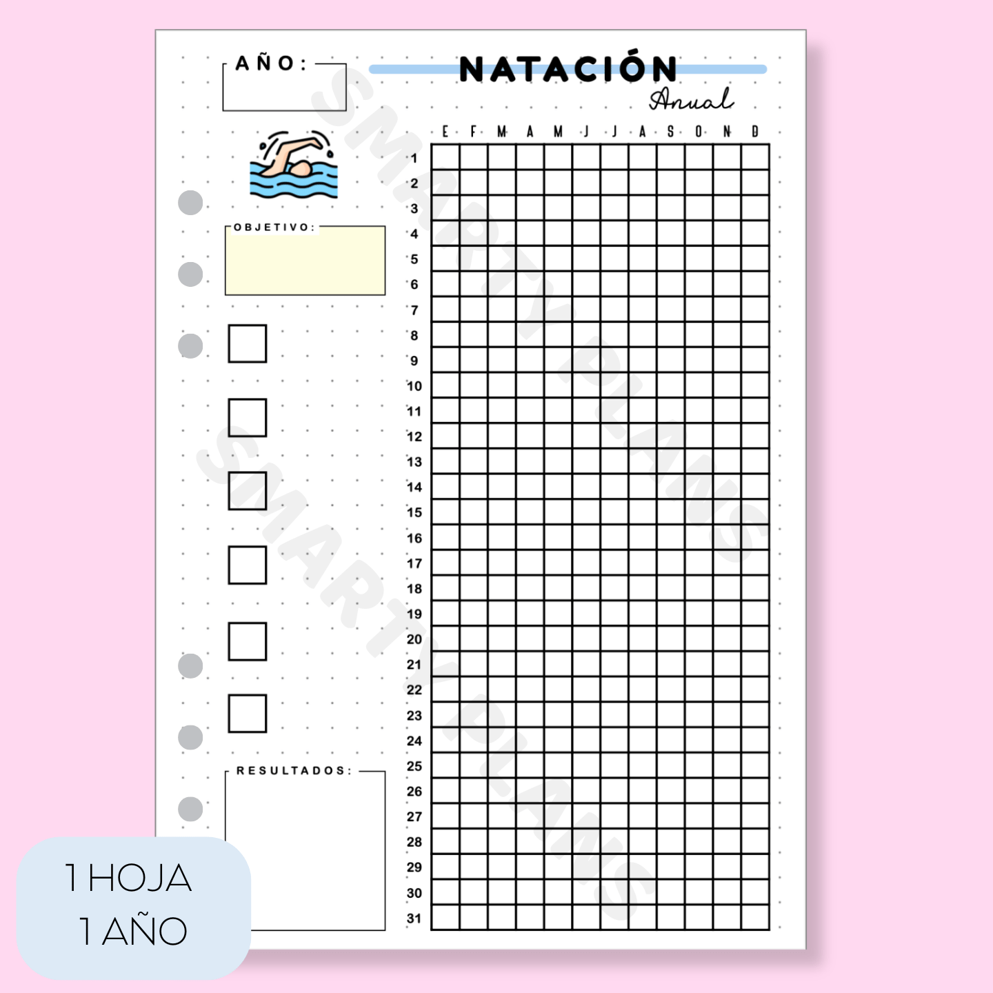 Hoja Anual - Fitness/Deporte Natación