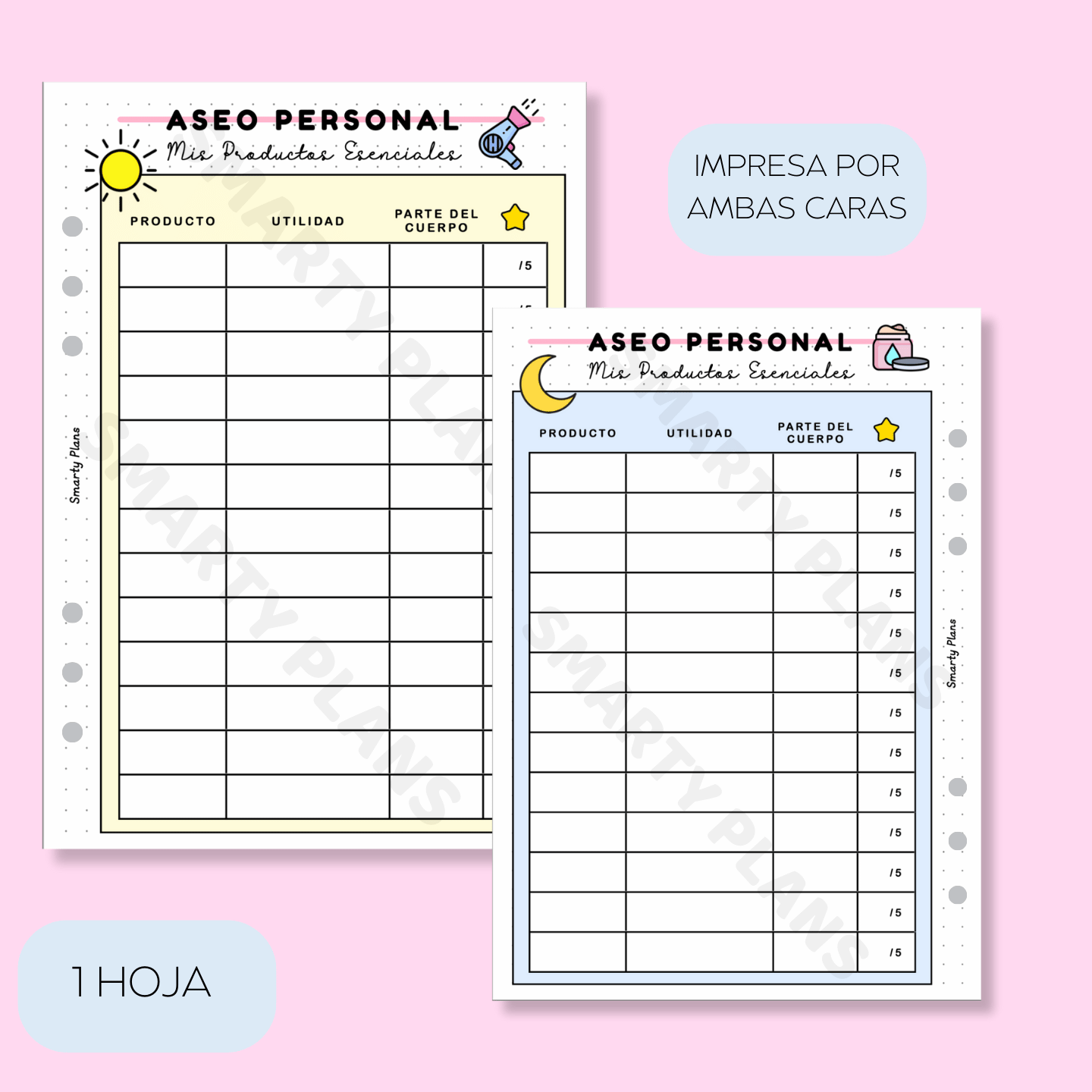 Plantilla Individual - Aseo Personal