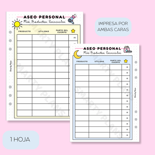 Plantilla Individual - Aseo Personal
