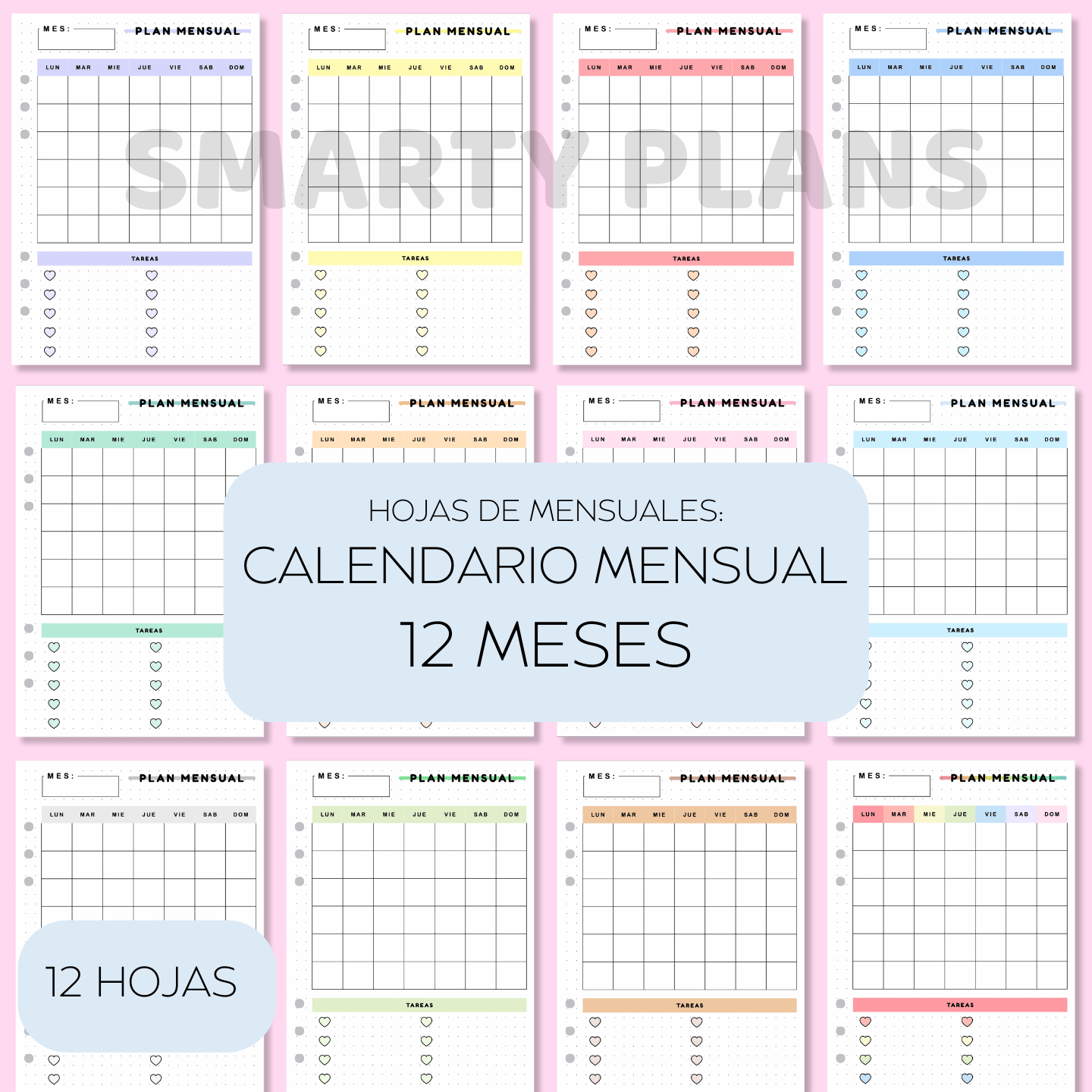 Pack Mensual - Calendario Mensual 12 Meses