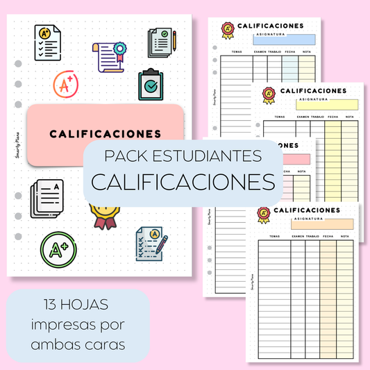Pack Plantillas Estudiantes - Calificaciones