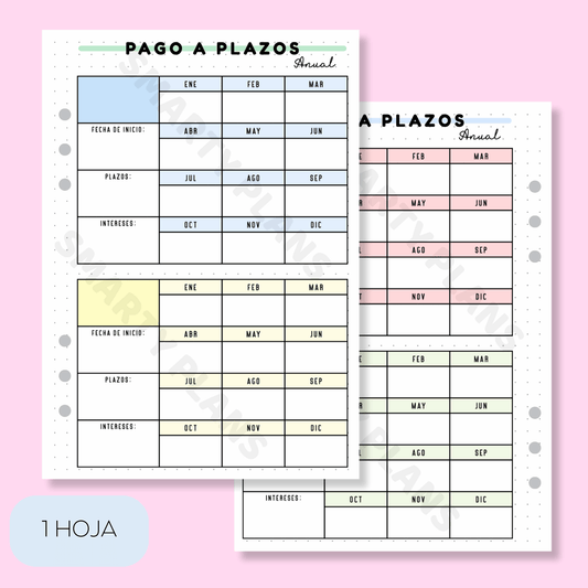 Plantilla Individual Anual Finanzas - Pago a Plazos