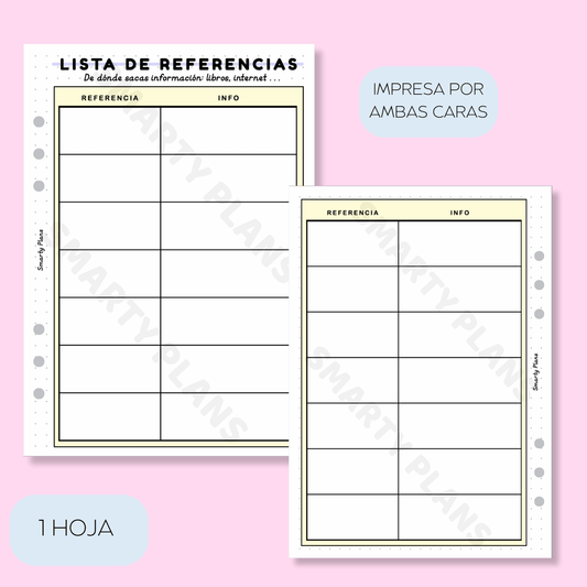 Plantilla Individual Escritores - Lista de Referencias