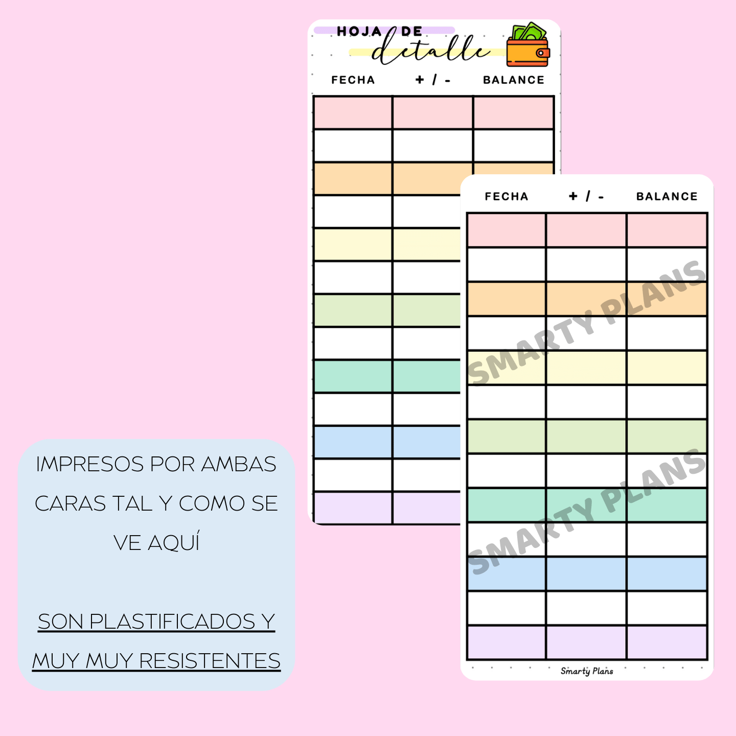 Hoja de Detalle -  Tarjeta Plastificada