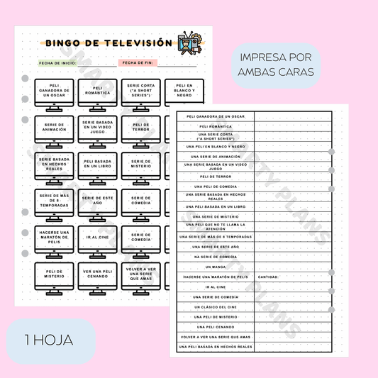 Plantilla Individual - Bingo Series y Películas