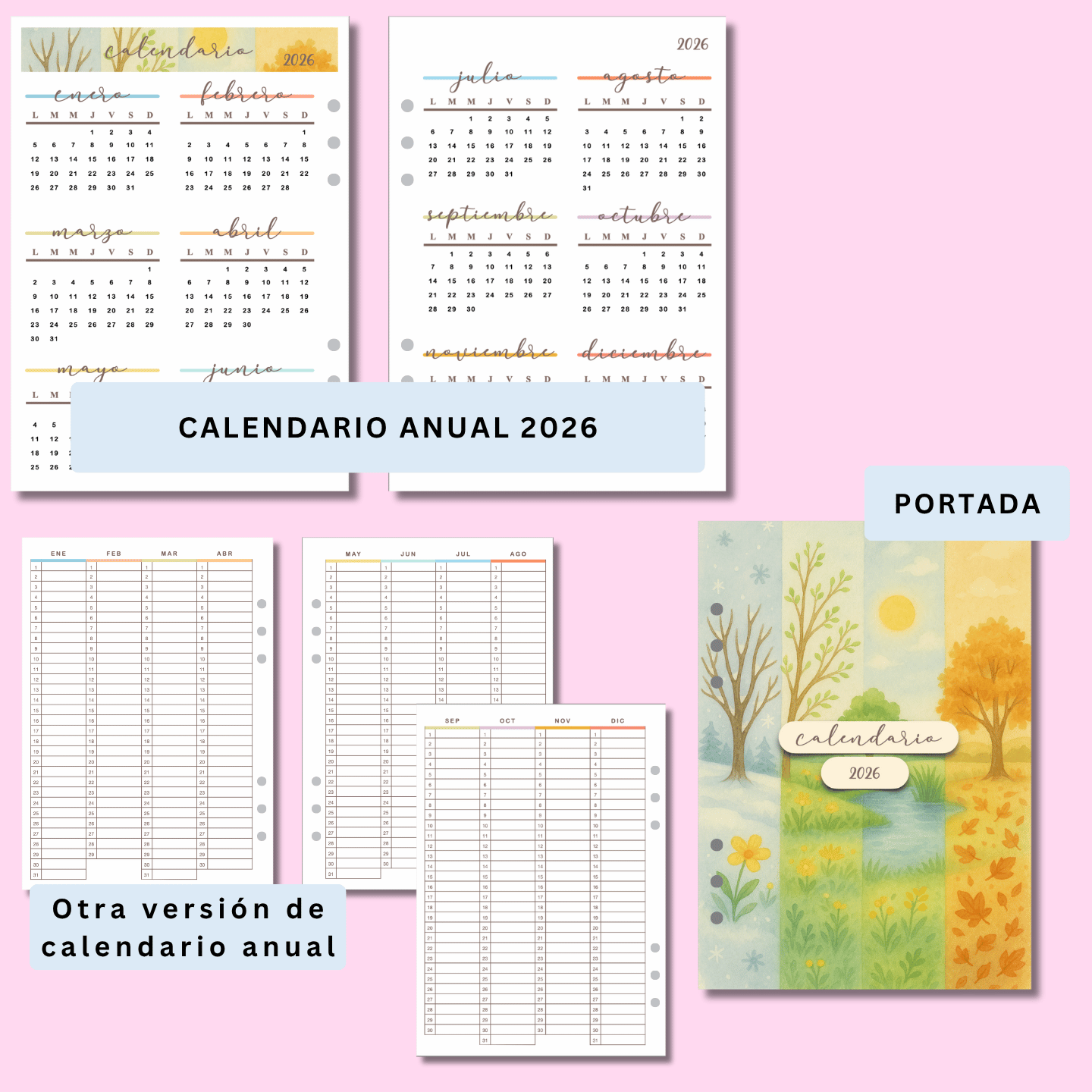 Calendario Anual - 2026 año completo