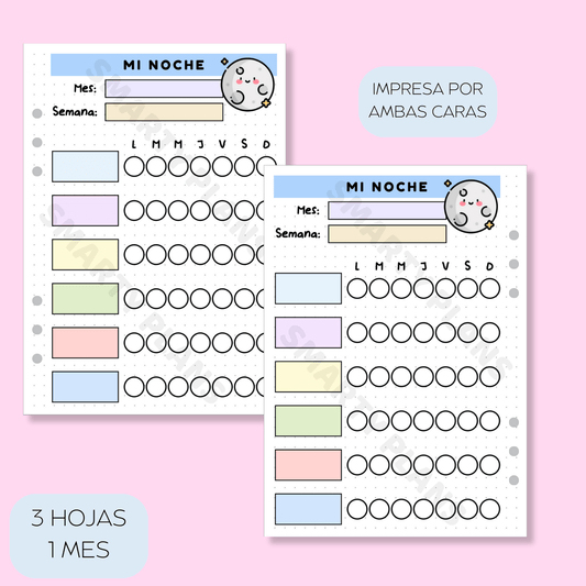 Plantilla Mensual - Rutina Nocturna Infantil