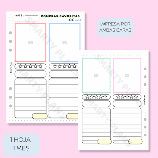 Plantilla Mensual - Compras Favoritas del Mes