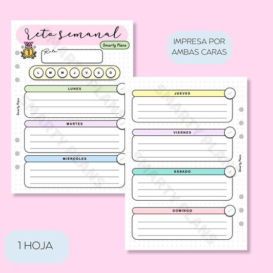 Plantilla Individual Semanal - Reto Semanal Smarty Plans