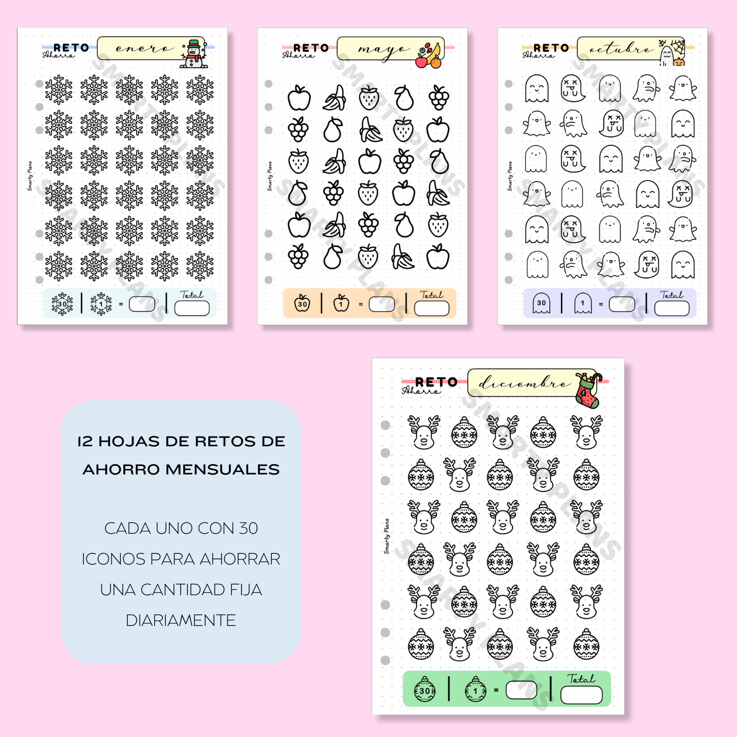 Pack Plantillas - Retos de Ahorro 12 meses