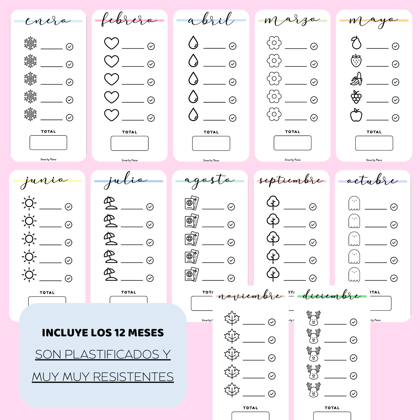 Retos de Ahorro Mensuales - 12 Tarjetas Plastificadas