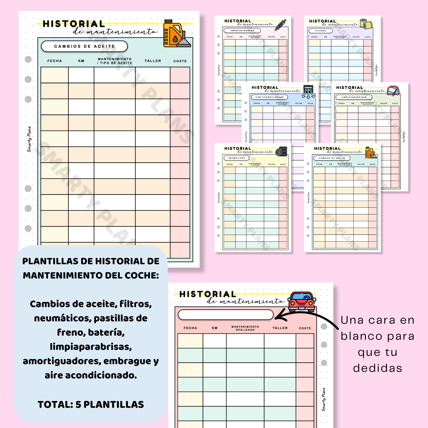 Pack Plantillas Coche - Historial de Mantenimiento Especifico