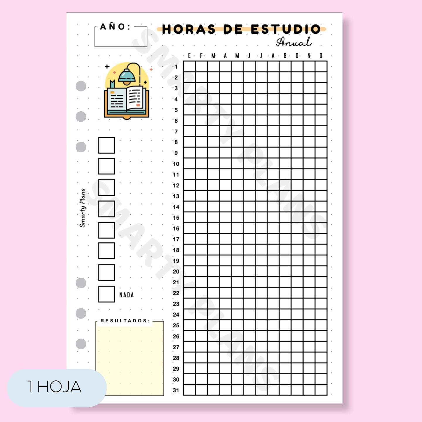 Hoja Anual - Horas de Estudio
