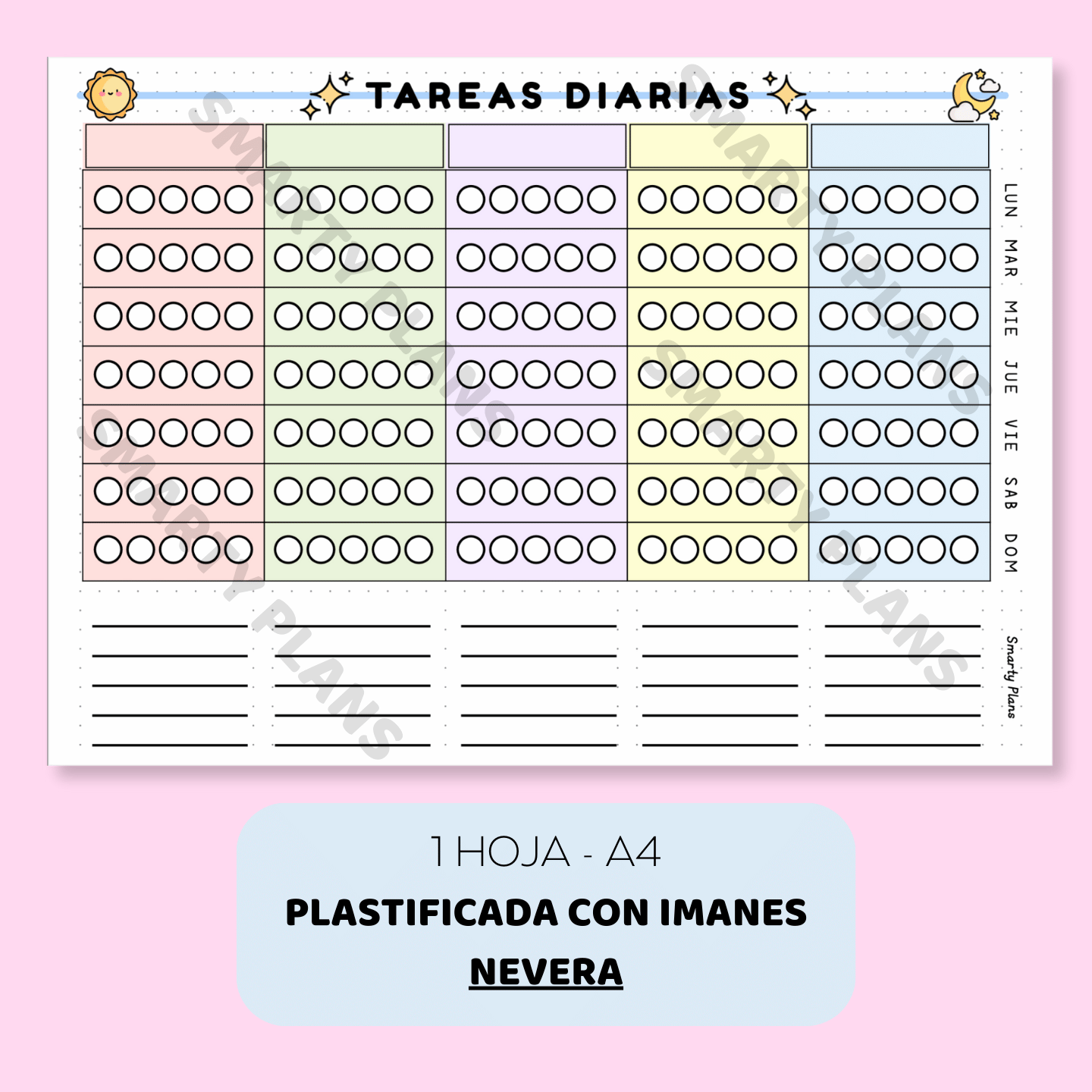 Plantilla de Nevera Plastificada - Tareas Diarias