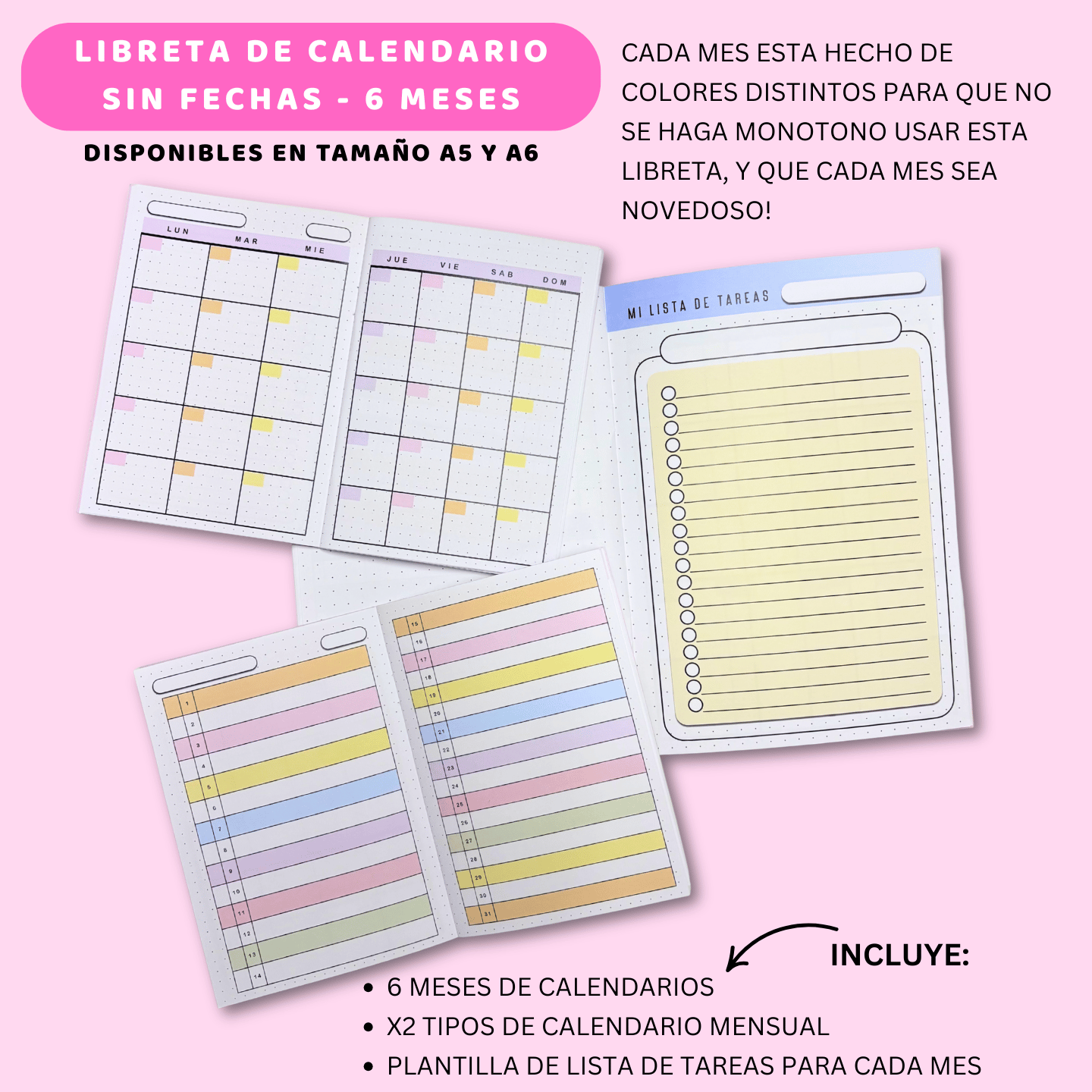 Libreta de Calendario 6 meses - Travel Journal