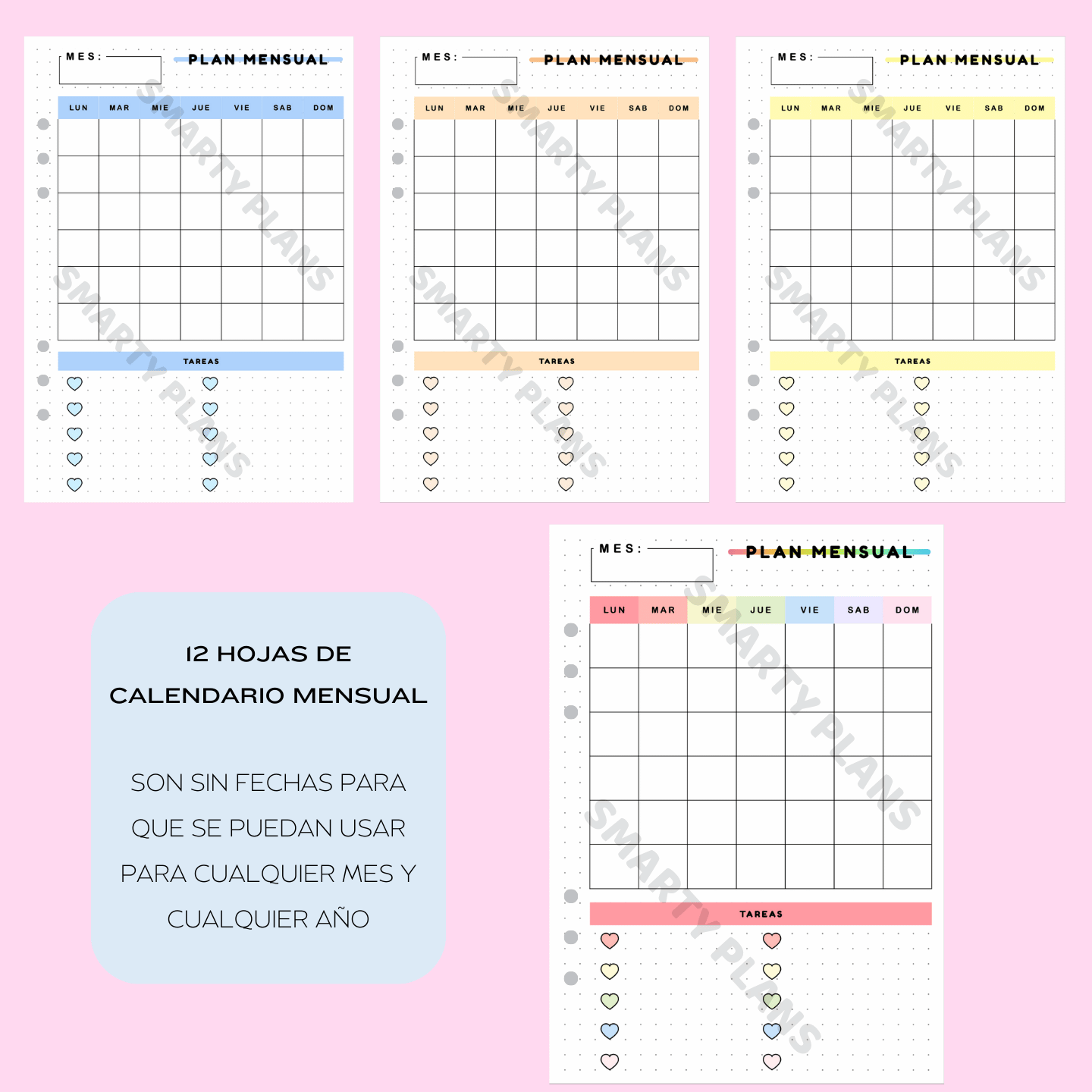 Pack Mensual - Calendario Mensual 12 Meses