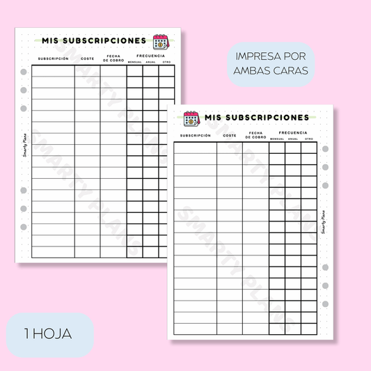 Plantilla Individual Finanzas - Mis Subscripciones