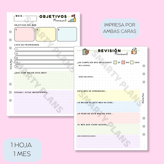 Plantilla Mensual - Objetivos y Revisión