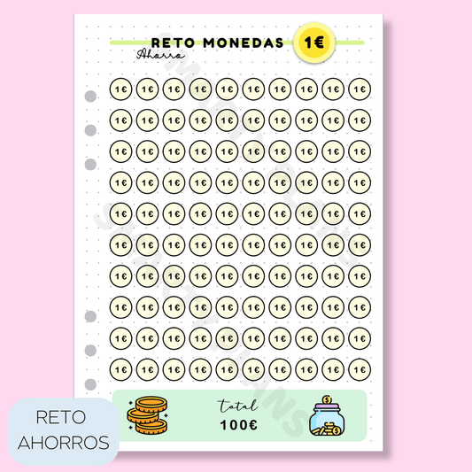 Plantilla Individual Finanzas - Reto de Ahorro 1€