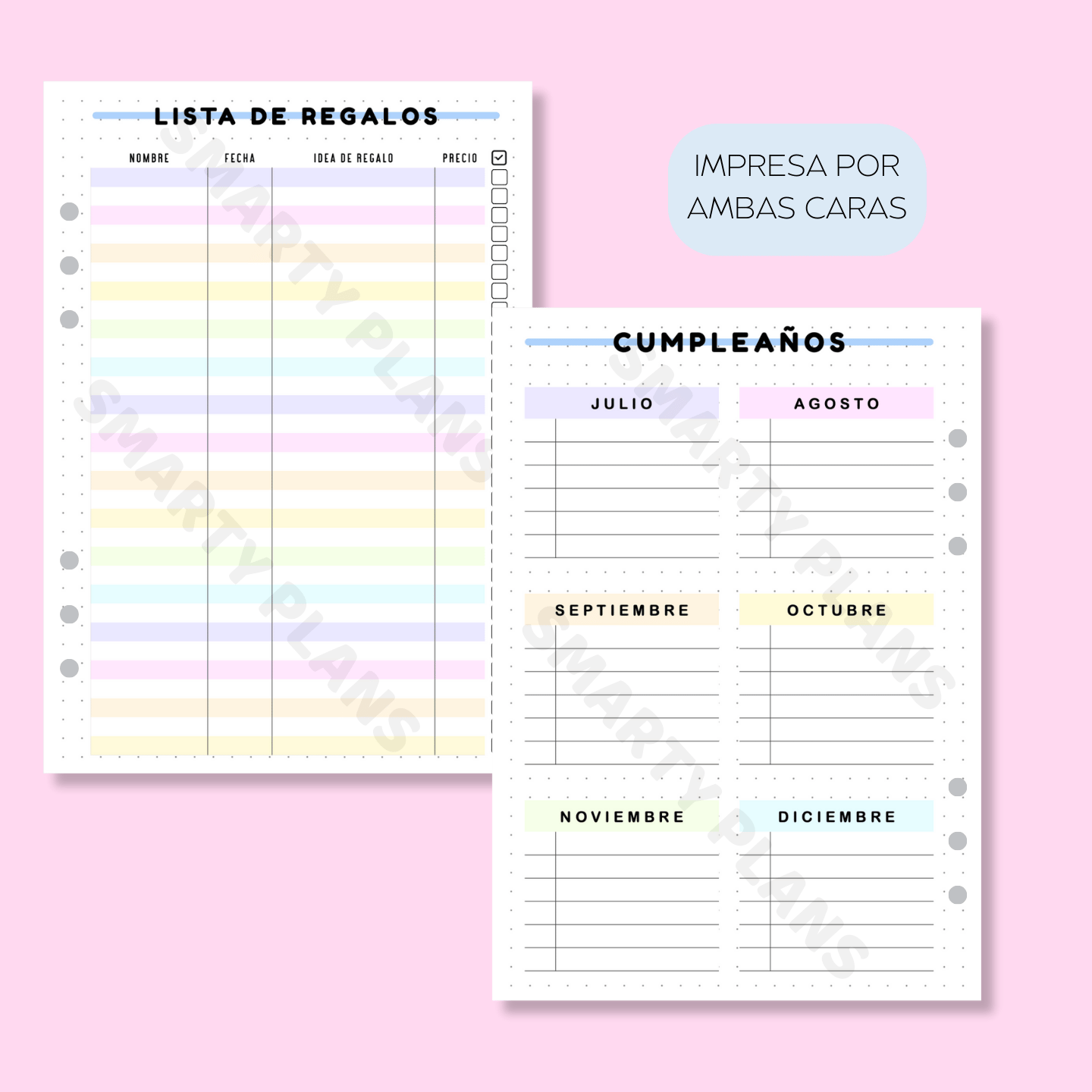 Hoja Anual - Calendario Cumpleaños y Regalos