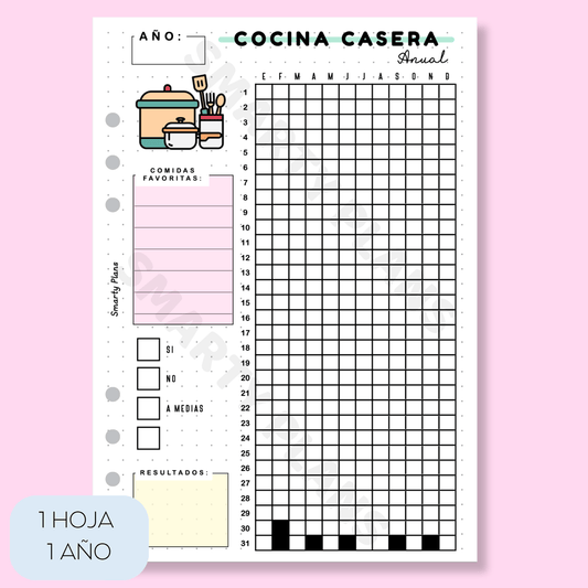 Hoja Anual - Cocina Casera