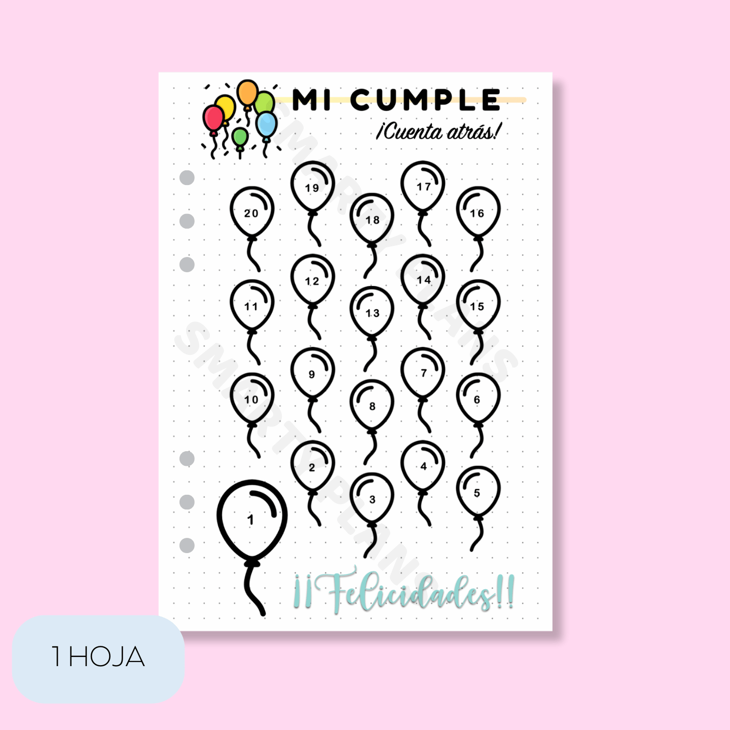 Plantilla Individual Mensual - Cuenta Atrás Mi Cumpleaños