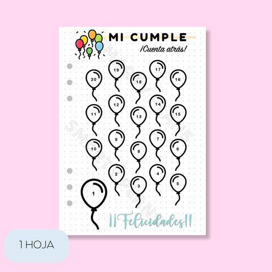 Plantilla Individual Mensual - Cuenta Atrás Mi Cumpleaños