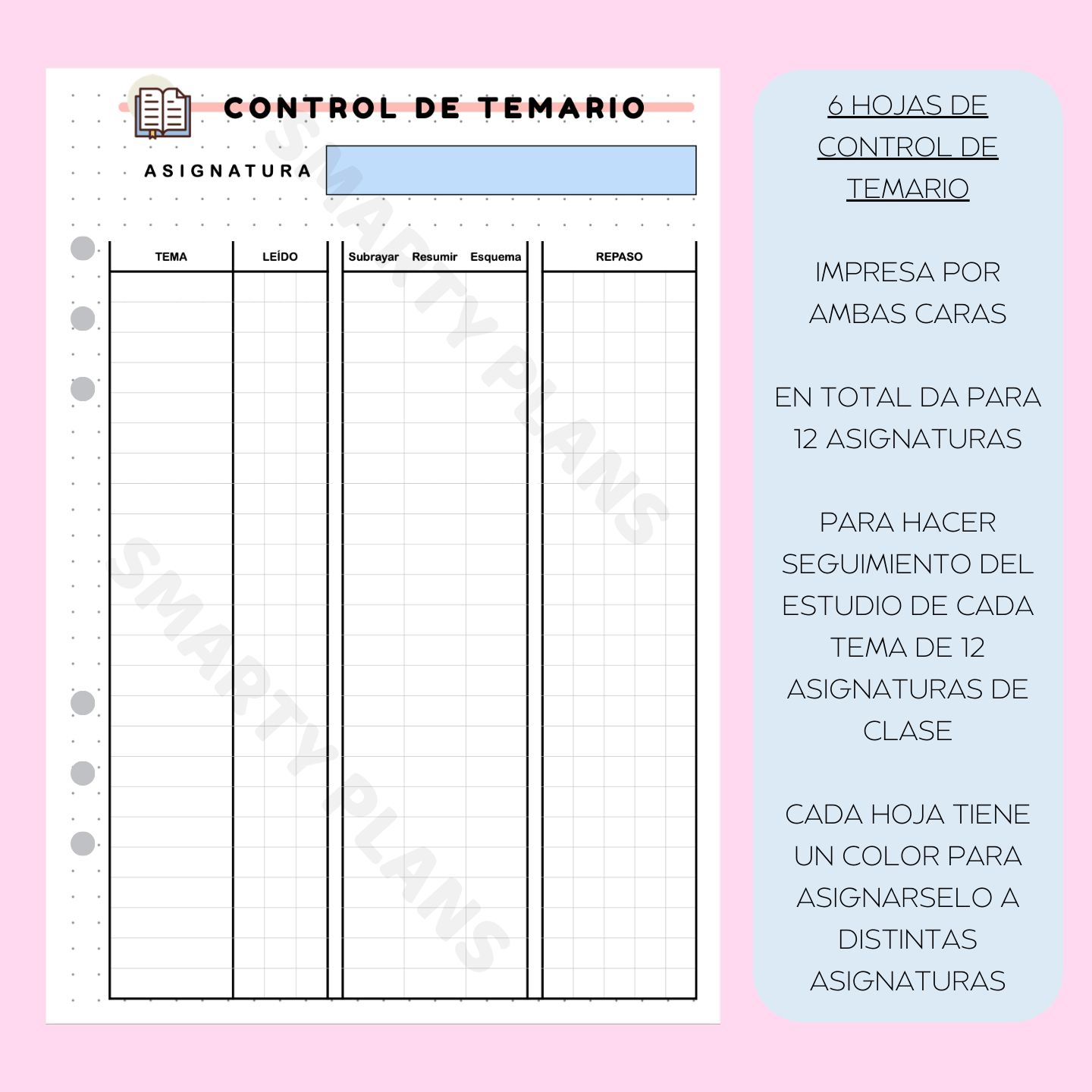 Pack Plantillas Estudiantes - Control de Temario