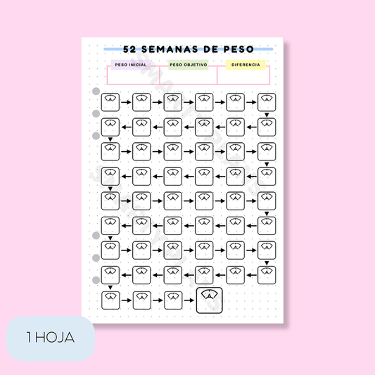 Plantilla Individual Fitness - 52 Semanas de Peso