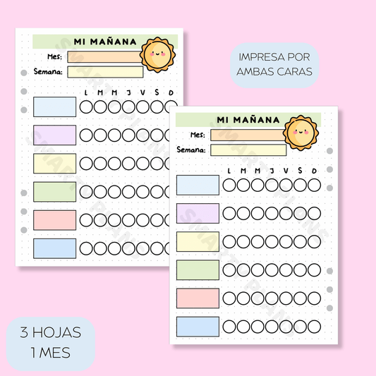 Plantilla Mensual - Rutina Matinal Infantil
