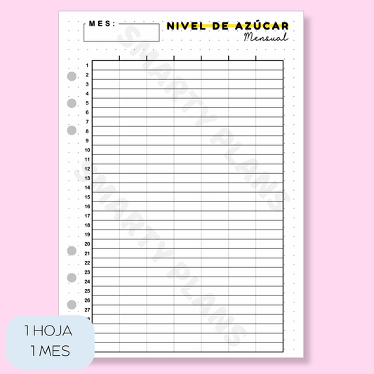 Plantilla Individual Mensual Salud - Nivel de Azúcar