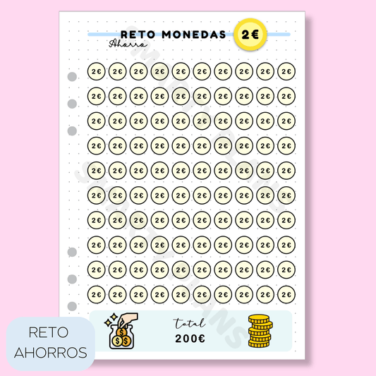 Plantilla Individual Finanzas - Reto de Ahorro 2€