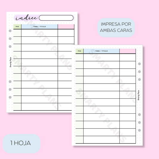 Plantilla Individual - Índice